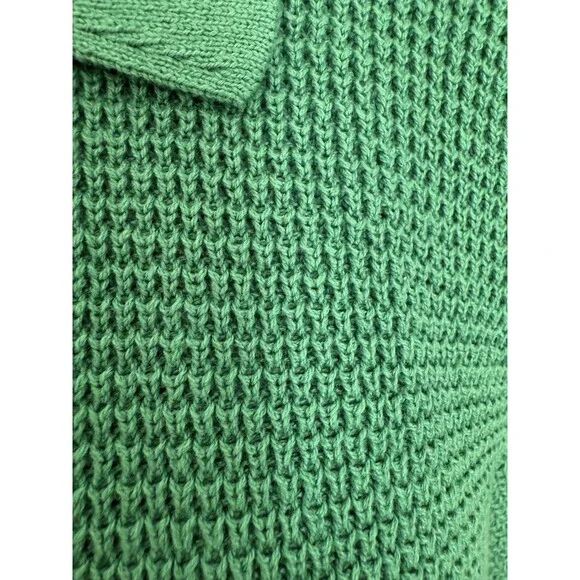 J. Jill Green Waffle Knit Collared Button Up Classic Cardigan Women's Size Med. - Picture 5 of 16